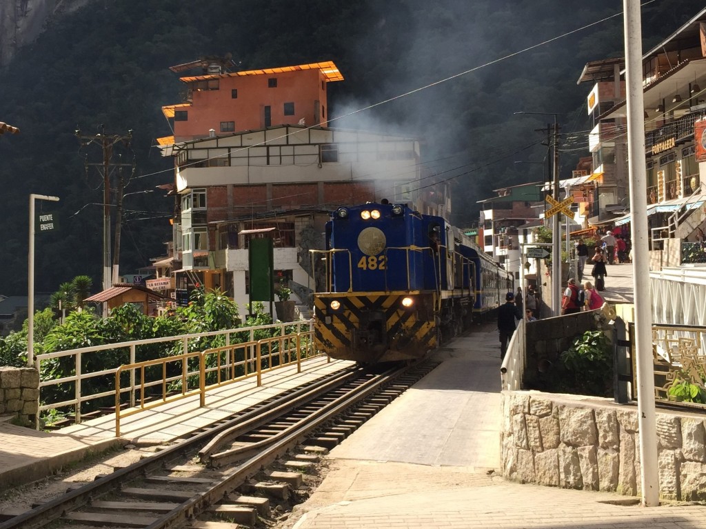 Train arriving in Machu Picchu Pueblo